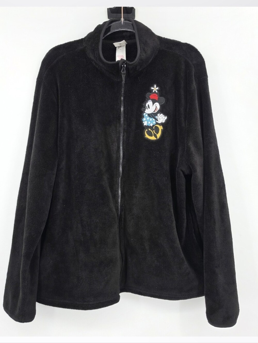 Disney Store Full Zip Fleece Jacket 2XL Black Minnie Mouse Embroidered Teddy